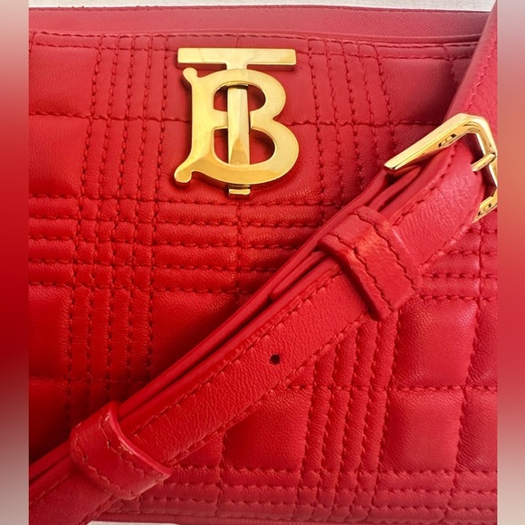 Burberry Lola Red Quilted Leather Crossbody Camera Bag - Picture 2 of 6